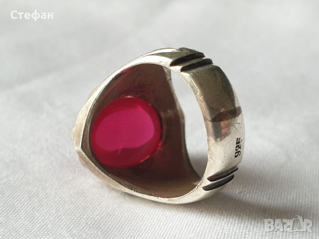 Сребърен пръстен с рубин, снимка 3 - Пръстени - 44893902