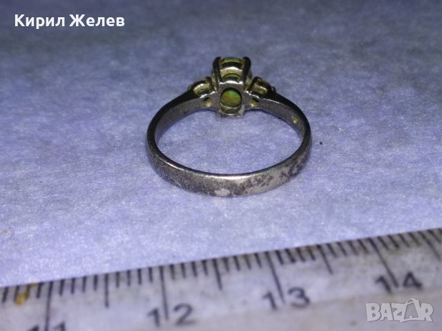 Стар АНГЛИЙСКИ СРЕБЪРЕН ПРЪСТЕН ЛАКИРАНО СРЕБРО 925 с НАТУРАЛЕН ШЛИФОВАН НЕФРИТ и ЦИРКОНИ 39897, снимка 17 - Пръстени - 43221752