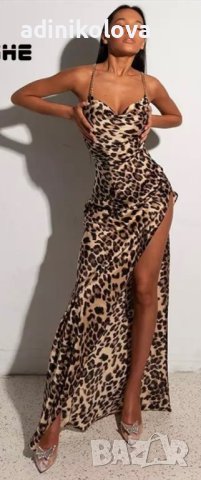 Нова леопардова рокля с гол гръб