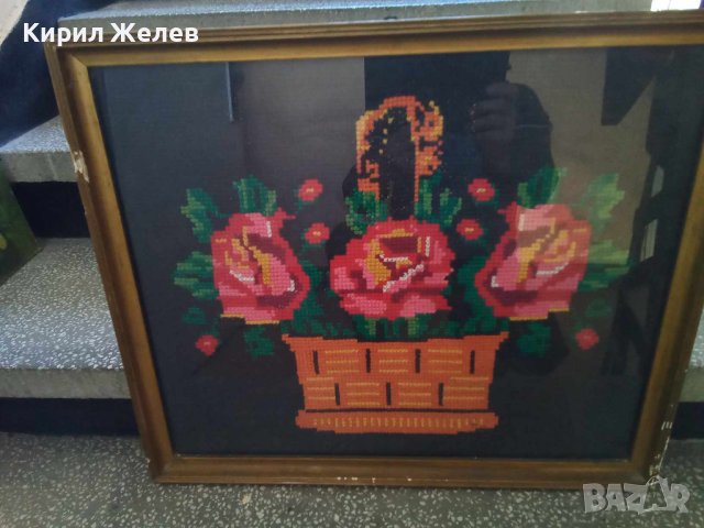 ГОЛЯМ ПРЕКРАСЕН Стар ГОБЛЕН Кошничка с ЦВЕТЯ Идеален За ДОМА ВИЛАТА РЕТРО ИНТЕРИОРНА ДЕКОРАЦИЯ 42936, снимка 9 - Гоблени - 43750215