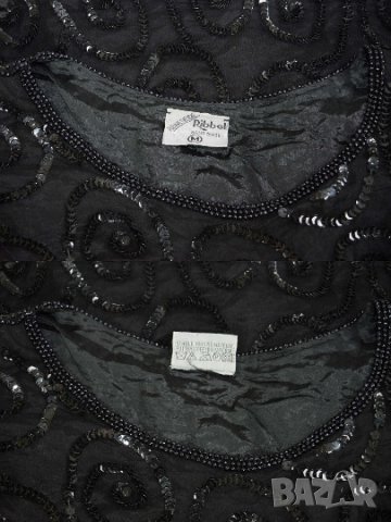 Ribbel дамска копринена черна блуза с пайети 100% коприна, снимка 4 - Корсети, бюстиета, топове - 33329046