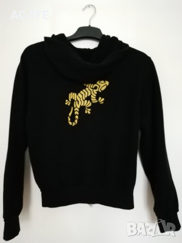 Черен суичър с качулка и орнаменти, памук , снимка 2 - Суичъри - 43298310