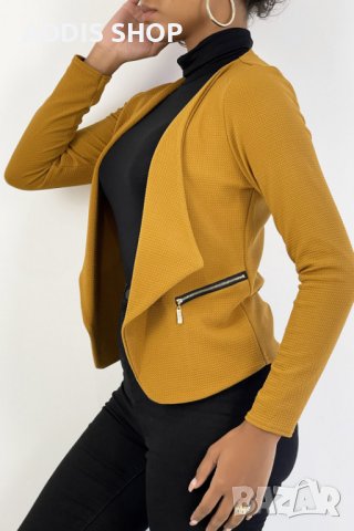 Дамско сако (блейзър) с ревер и джобове с цип, 3цвята - 024, снимка 4 - Сака - 43597712