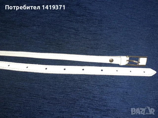 Красив бял кожен дамски колан с дължина 112 см, снимка 3 - Колани - 48110195
