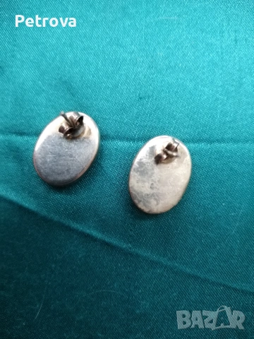 Сребърни обеци с Малахит, снимка 2 - Обеци - 53134628