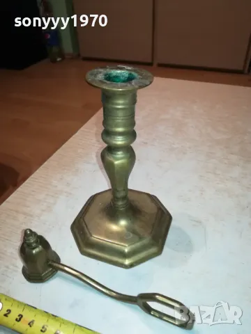 СВЕЩНИК+ГАСАЧ ОТ ФРАНЦИЯ МЕД/МЕСИНГ 1711241743, снимка 7 - Антикварни и старинни предмети - 48002085