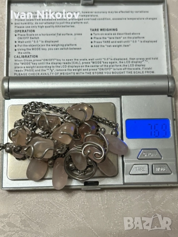 Дамски сребърен комплект с розов кварц 77 грама, снимка 6 - Бижутерийни комплекти - 52931506