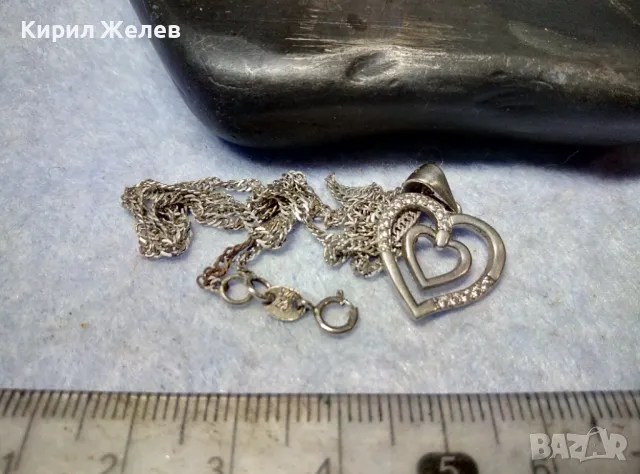 НЕЖНО СРЕБЪРНО КОЛИЕ със СЪРЧИЦЕ МАРКОВО СРЕБРО 925 CZ с БЯЛА ПОЗЛАТА и ЦИРКОНИ 38501, снимка 6 - Колиета, медальони, синджири - 49522592