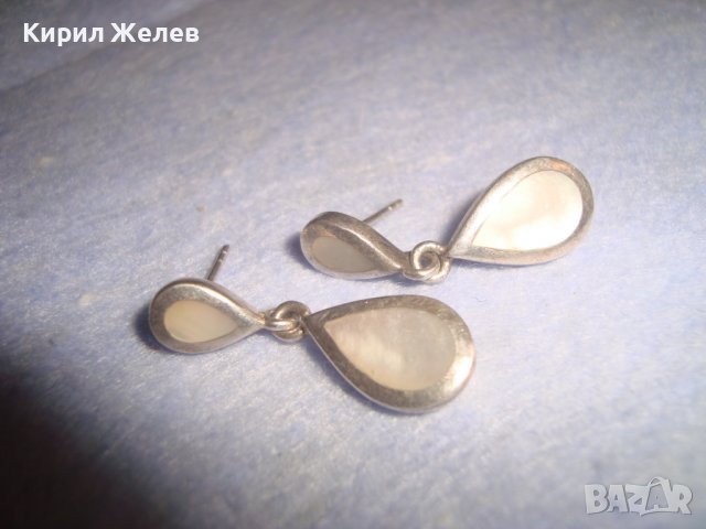 ВИНТИДЖ СРЕБЪРНИ СЕДЕФЕНИ АР НУВО ОБЕЦИ СРЕБРО 925 АНГЛИЯ РЪЧНА ЮВЕЛИРНА ИЗРАБОТКА 27169, снимка 10 - Обеци - 36817705