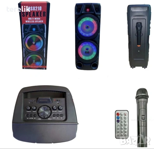 №1 Нова ZQS 8210 2х8 120W 6500mah 2 микрофона ПРЕНОСИМА КАРАОКЕ КОЛОНА, снимка 5 - Аудиосистеми - 53163688