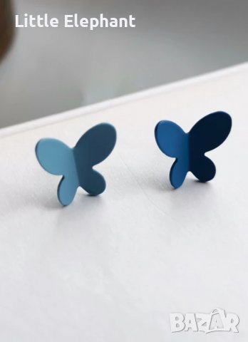 Сребърни обеци пеперуди,blue,колекция"Butterflies"/нови
