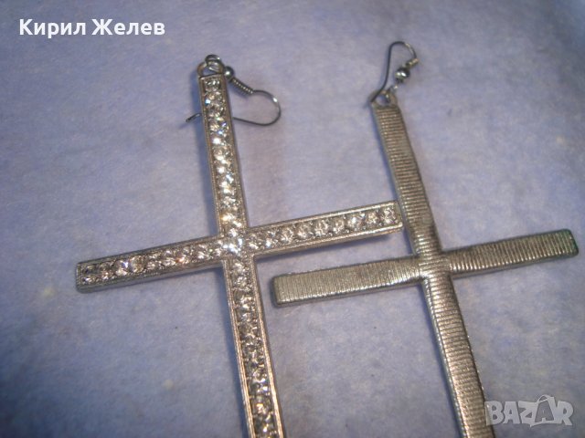 ПОСРЕБРЕНИ МОДНИ ГОЛЕМИ КРЪСТОВИДНИ АРТ ОБЕЦИ с ФАСЕТИРАНИ КРИСТАЛИ 27522, снимка 5 - Обеци - 36901719
