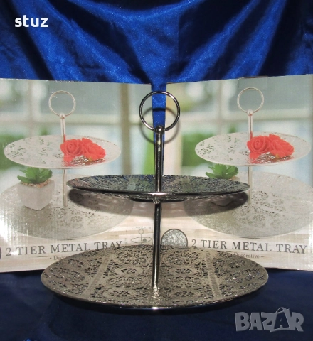 Двуетажни плата за сервиране, нови, снимка 4 - Аксесоари за кухня - 52598720