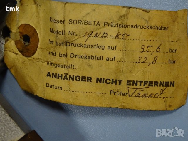 Пресостат SOR/BETA 19ND-K5 , снимка 6 - Резервни части за машини - 32237267