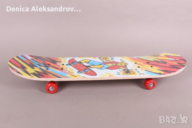 Дървен скейтборд с гумени колела, снимка 1 - Скутери и тротинетки - 43236896