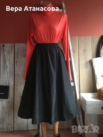 👢 H&M💃🏻 Красива, шушлякова пола с висока талия👜 миди дължина🤎, снимка 2 - Поли - 43906670