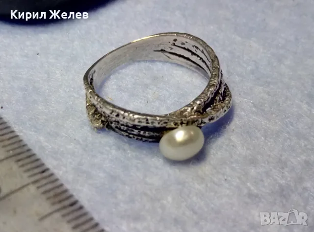 РАЗКОШЕН ПЕРЛЕН СРЕБЪРЕН ПРЪСТЕН РОДИРАНО СРЕБРО 925 с ИНКРУСТИРАНА БЯЛА НАТУРАЛНА ПЕРЛА 50163, снимка 7 - Пръстени - 50337117