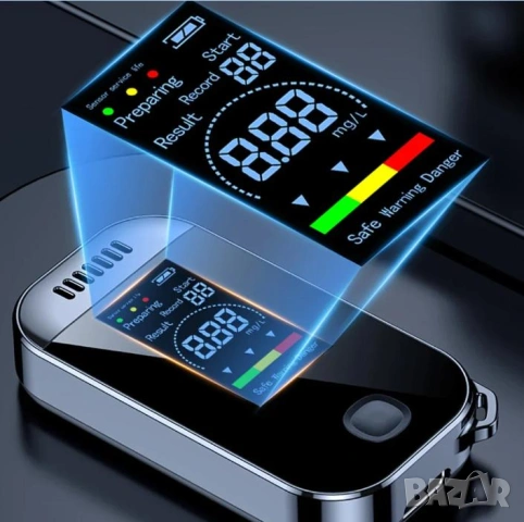 Преносим Безконтактен Дрегер Алкотестер Високоточен Сензор за Алкохол Тестер Дигитален Алкохоломер, снимка 6 - Други - 53428774