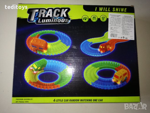 Детска светеща писта с количка - 96 елемента, снимка 2 - Коли, камиони, мотори, писти - 27212058