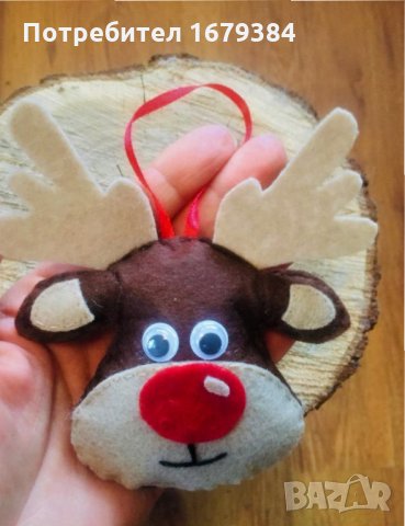 Коледна декорация / Коледни играчки за елха от филц ръчна изработка елен, снимка 3 - Декорация за дома - 34909919