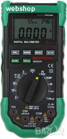 Цифров Мултиметър , Мултицет MASTECH MS8229 VAC/VDC | AAC/ADC | OHM | F | °C | Hz | LUX | RH | dB, снимка 8 - Други инструменти - 38677587