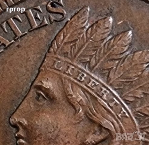 Монета. САЩ.  1 цент . 1905 година. Спукана матрица. В отлично състояние., снимка 4 - Нумизматика и бонистика - 40449160