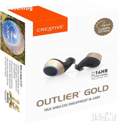 Блутут слушалки-тапи Creative Outlier Gold, с докинг кутийка, снимка 4 - Bluetooth слушалки - 43169857