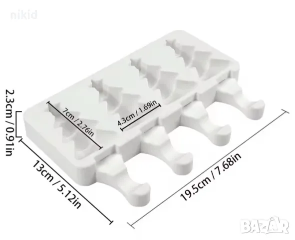 4 Елха със звезда ескимо сладолед Popsicle Попсикъл силиконова форма молд калъп за направа десерти, снимка 3 - Форми - 48225947