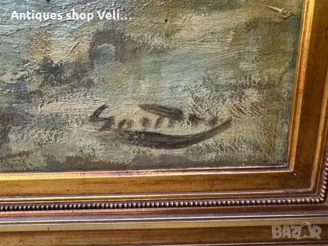 Огромна авторска картина с рамка-морски пейзаж №6811 , снимка 3 - Антикварни и старинни предмети - 49934398