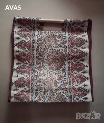 Нова персийска плетена канапена чанта с дървени дръжки плажна чанта голяма ежедневна чанта, снимка 2 - Чанти - 32986716