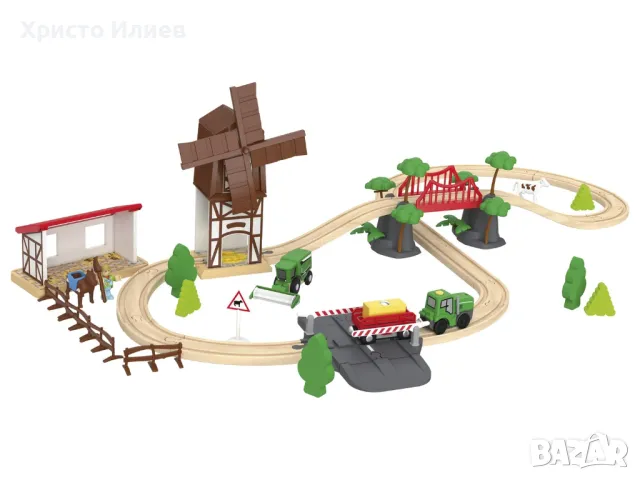 Дървена железница ферма Влак с дървени релси 