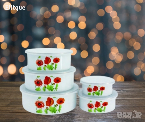 Комплект емайлирани купи за съхранение, снимка 6 - Други - 52786813