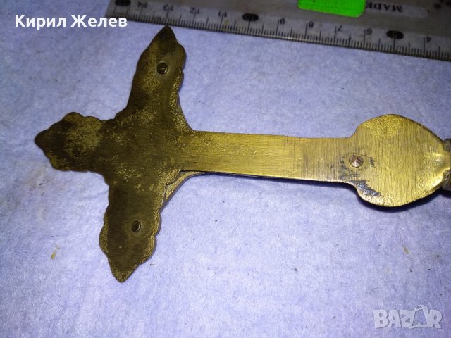 Старо КРАСИВО ОРНАМЕНТИРАНО ГОЛЯМО НАСТОЛНО МЕСИНГОВО РАЗПЯТИЕ КРЪСТ 42679, снимка 7 - Декорация за дома - 43919948