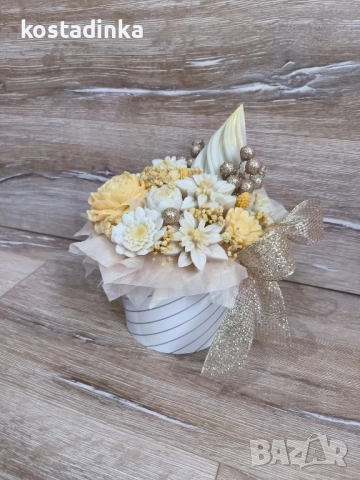 Коледни сапунени букет, снимка 3 - Изкуствени цветя - 52399109