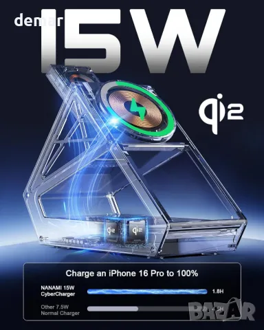 NANAMI Безжично зарядно устройство 3 в 1 за  iPhone, iWatch, AirPods, снимка 2 - Безжични зарядни - 48825953