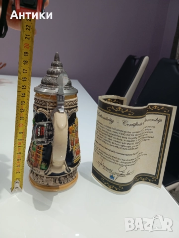 Стара халба със сертификат прекрасна за подарък, снимка 10 - Колекции - 52470382