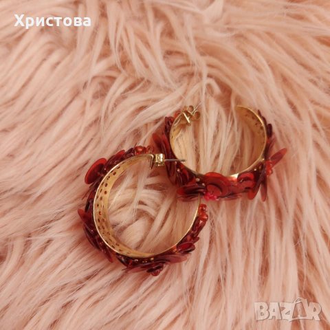 Нови обеци с пайети в червено - 6,00лв., снимка 1