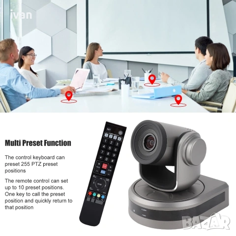 намаление HD конферентна камера USB2.0, 3x оптично увеличение, 1080P, 110-240V , снимка 11 - Камери - 53288598