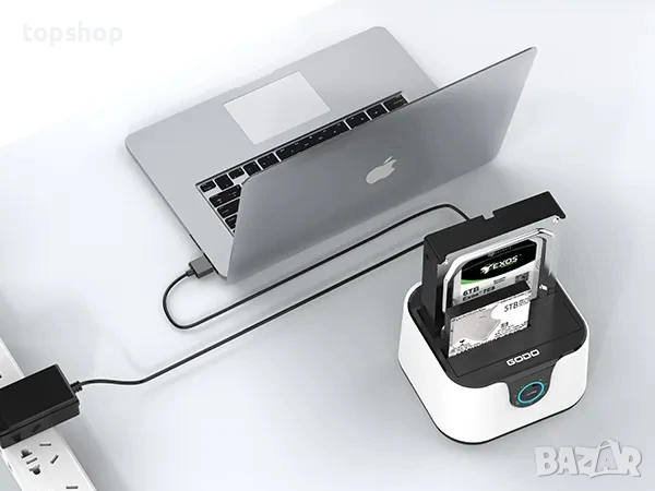 НОВА докинг станция Vultech 2 слота 2 Slot HDD SATA 2,5 / 3,5 за клониране, Usb 3.0 Бяла, снимка 6 - Кабели и адаптери - 50542494