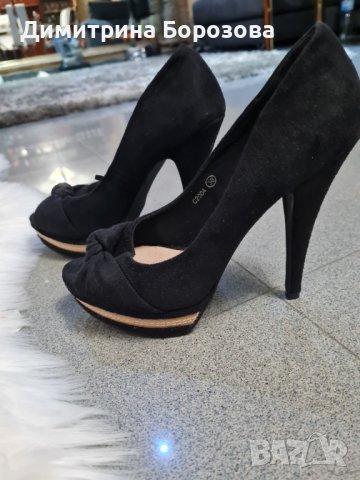 Дамски обувки набук на тънко токче, снимка 2 - Дамски обувки на ток - 43555446