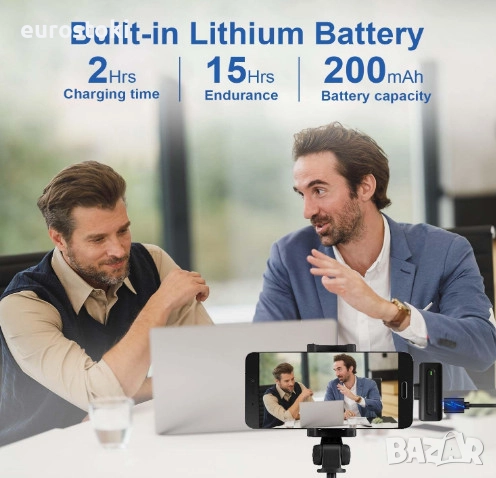 Безжичен микрофон Kinizuxi, професионален лавалиер микрофон за iPhone, iPad, Android, 2.4G , снимка 6 - Аксесоари за Apple - 52587453