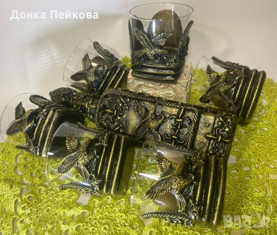 Сервиз за уиски от 7 части ръчна изработка , снимка 5 - Декорация за дома - 43618263