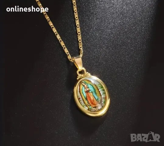 Златист Религиозен Амулет / Колие - Дължина 50см, снимка 2 - Колиета, медальони, синджири - 49730197