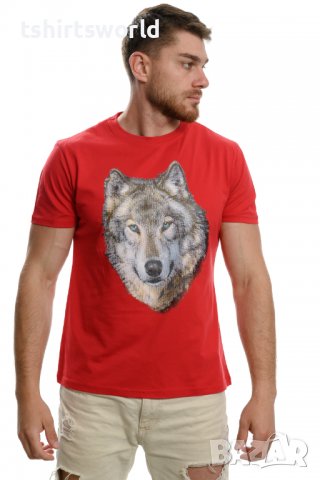 Нова мъжка тениска с трансферен печат Вълк със сини очи, Серия вълци, снимка 7 - Тениски - 37673451