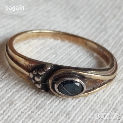 Сребърни пръстени с рубини, сапфир, аквамарин и позлата., снимка 5 - Пръстени - 53503133