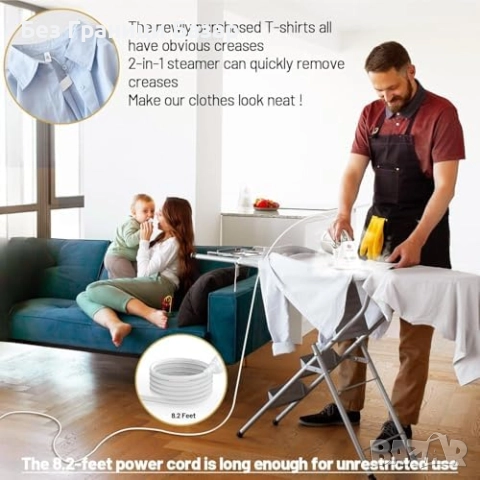 Нов Портативен парогенератор за дрехи 180 мл резервоар, 800W гладене, снимка 6 - Ютии - 51589347