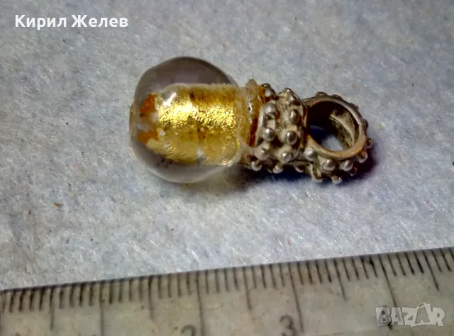 ШИКОЗЕН ВИНТИДЖ АРТ СРЕБЪРЕН ПЕНДАНТ СРЕБРО 925 с ЦВЕТНО ВЕНЕЦИАНСКО СТЪКЛО МУРАНО 49411, снимка 2 - Колиета, медальони, синджири - 48901888