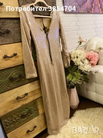 Рокля с пайети*S*Nude sequined dress 16Arlington, снимка 6 - Рокли - 48105730