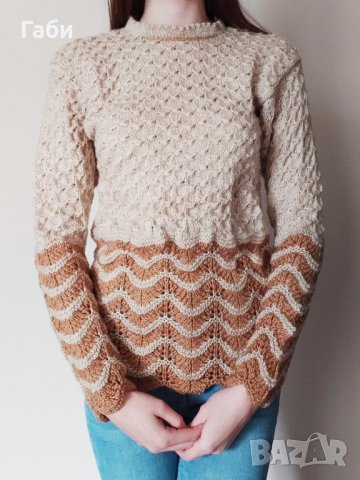 Ръчно плетена блуза в два цвята, снимка 6 - Блузи с дълъг ръкав и пуловери - 15347297