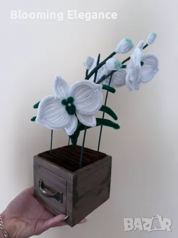 Орхидея от плюшена тел, снимка 4 - Подаръци за жени - 50317149